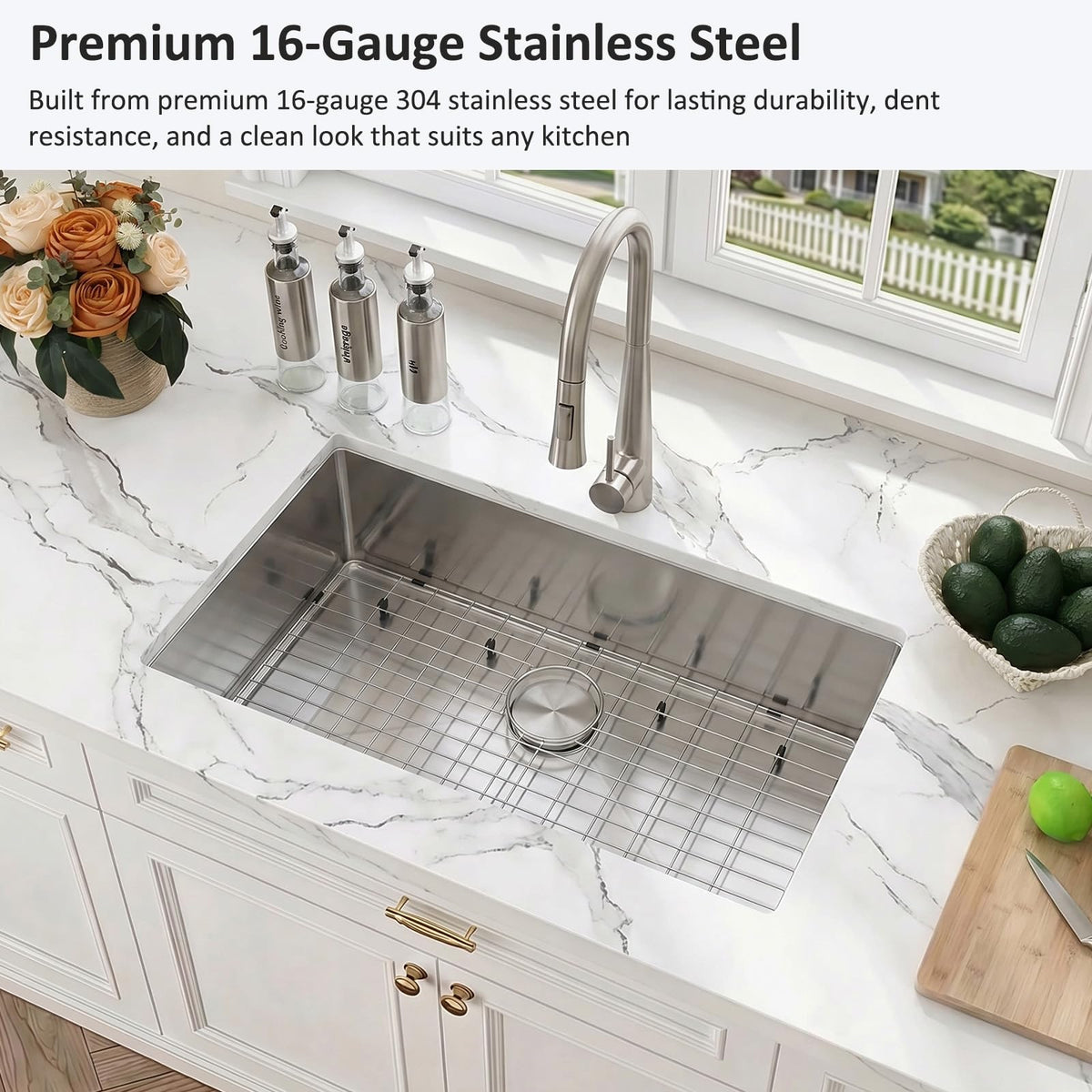 33 Inch Undermount Kitchen Sink (Stainless Steel / 33" x 19"x 9")