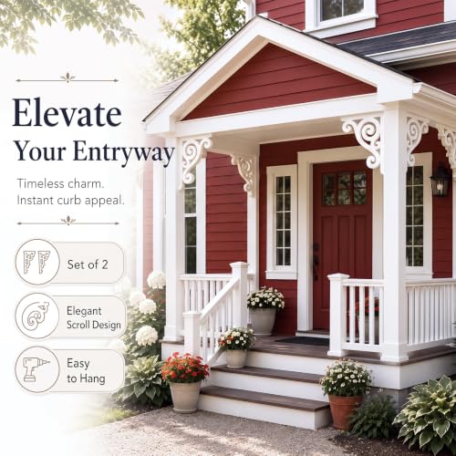 2 Pcs Large Wood Porch Corbels for Doorway 12" W x 0.6" D x 12" H