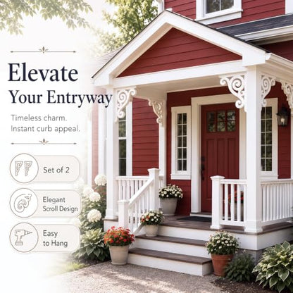 2 Pcs Large Wood Porch Corbels for Doorway 12" W x 0.6" D x 12" H