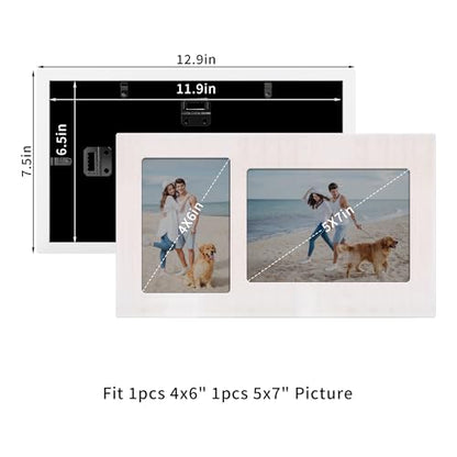 4x6 and 5x7 Collage Picture Frame (Rustic White / 7.5x13in (1Pack))