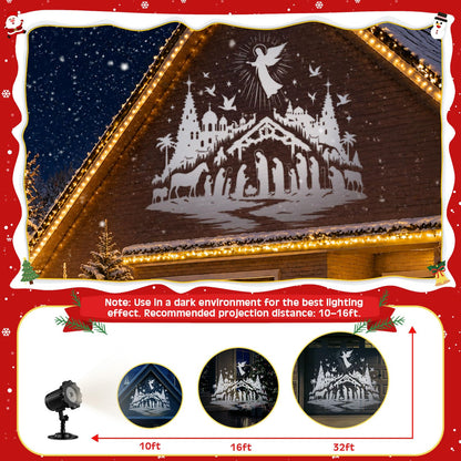 Nativity Scene Projector Light with HD Festive Patterns for Yard (White Angel Nativity)