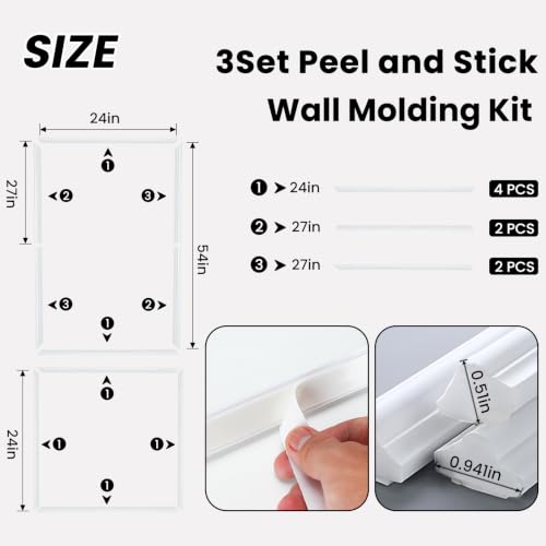 Premade Peel and Stick Wall Molding Kit