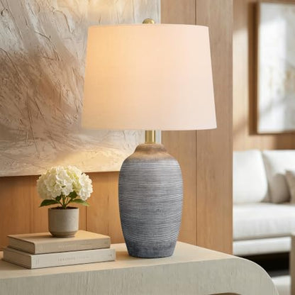 24.5" Rustic Bedside Lamp with Natural Textured Finish