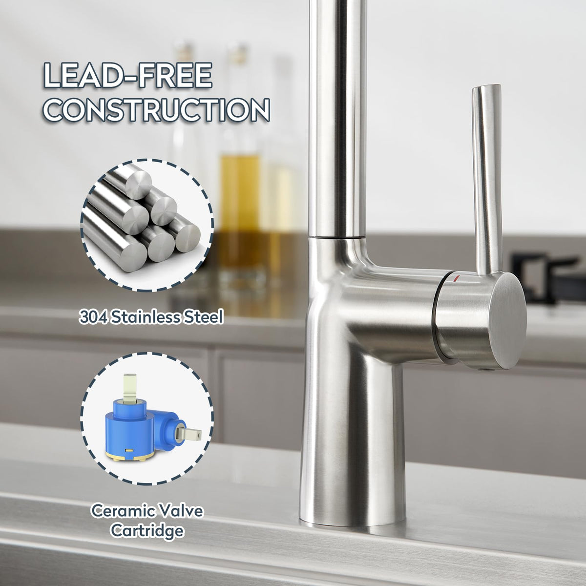 Waterfall Kitchen Faucets with Pull Down Sprayer (Waterfall / W-Stainless Steel)