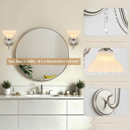 1 Piece Brushed Nickel Finish Wall Sconce (Nickel and White / 1-Light)
