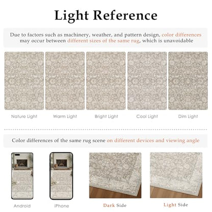 2x8 Taupe Washable Runner Rug Non Slip Retro Distressed Carpet (Distressed | Taupe / 2' x 8' (Runner))