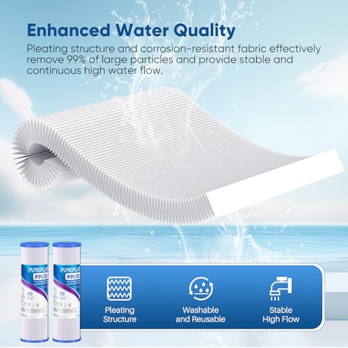 10"x2.5" Whole House Pleated Sediment Filter for Well Water