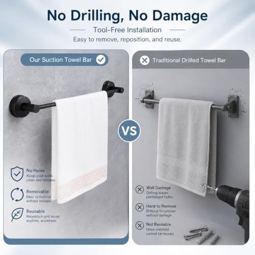 Suction-Cup-Towel-Bar for Bathroom Wall