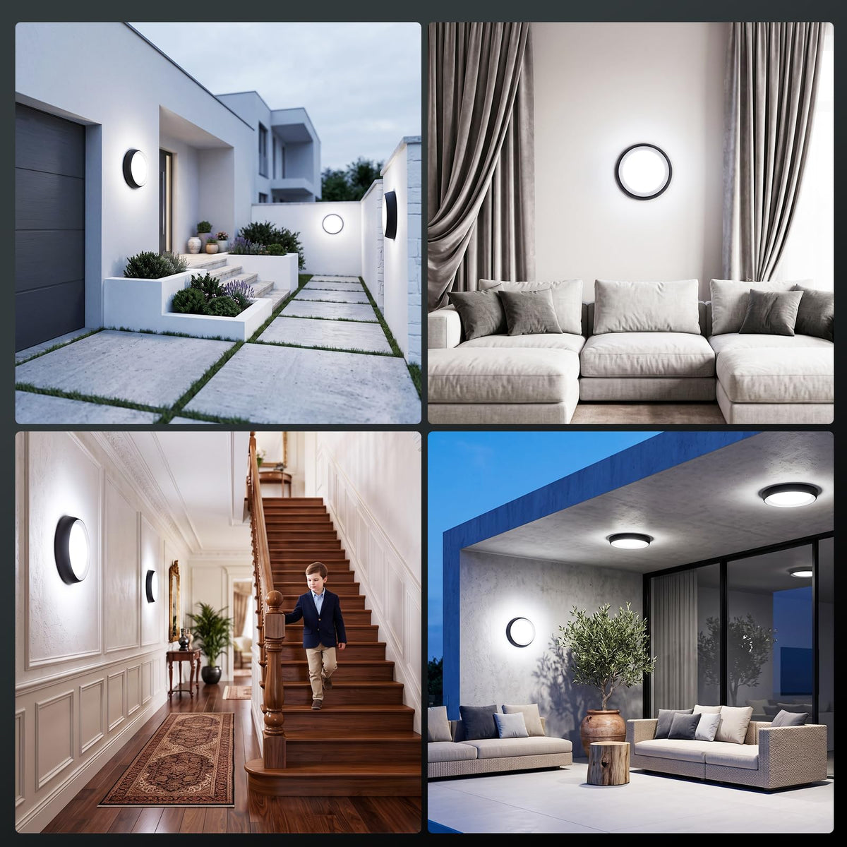 36W Outdoor LED Wall Lights Black (Black)