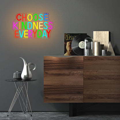 Choose Kindness Everyday Neon Sign for Wall Decor Classroom Neon Light Be Kind LED Sign Dimmable Colorful Letter Neon Light Sign for Library Room School Studyroom Classroom Decor (Colorful Choose Kindness Everyday)