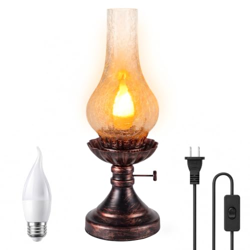 Vintage Table Lamp with Flame Bulb