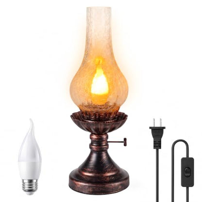 Vintage Table Lamp with Flame Bulb