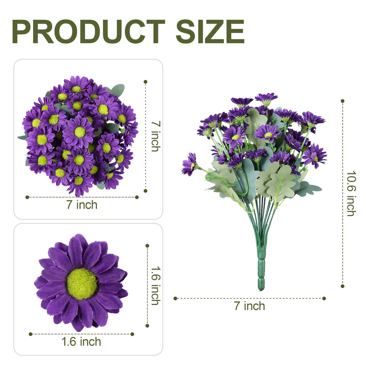 Artificial Mums for Outdoors Fall Decor (Purple / 10.6 inch)