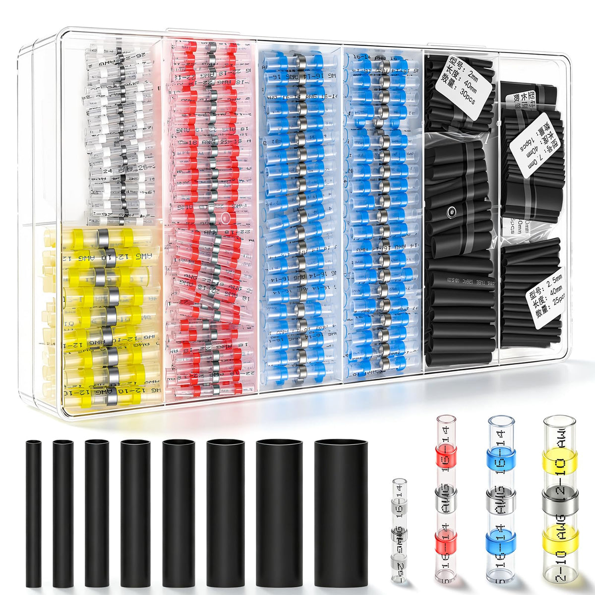 332PCS Solder Seal Wire Connectors Heat Shrink Butt Kit 26 (332PCS)
