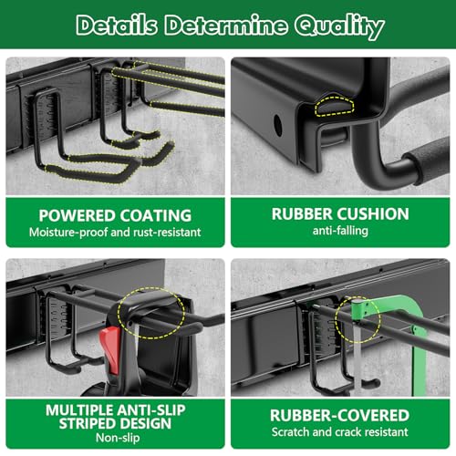 Garage Tool Organizer Wall Mount Garden Tool Organizer with Adjustable Hooks