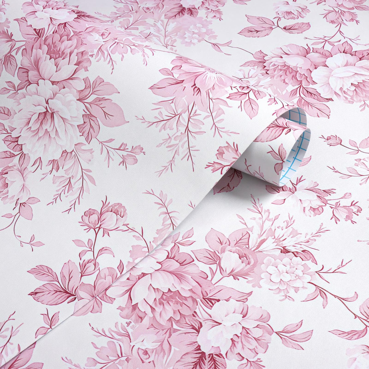 Floral Peel and Stick Wallpaper Pink Flower Paper 17in x 118in (Pink / 16.9" x 118.1")