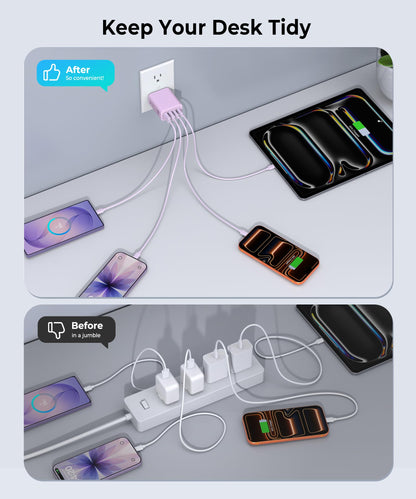2 Pack USB C Wall Fast Charger Block (2Pack Pink Purple / 40W)
