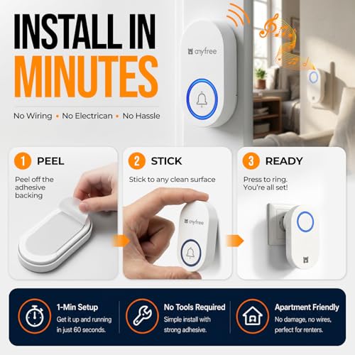 Self Powered Wireless Doorbell No Battery Needed
