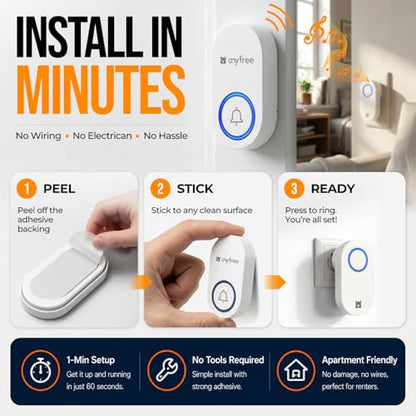 Self Powered Wireless Doorbell No Battery Needed