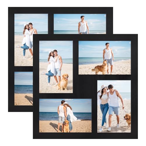 4x6 Picture Frame Collage with Real Glass (Rustic Black / 11x11in (2Pack))