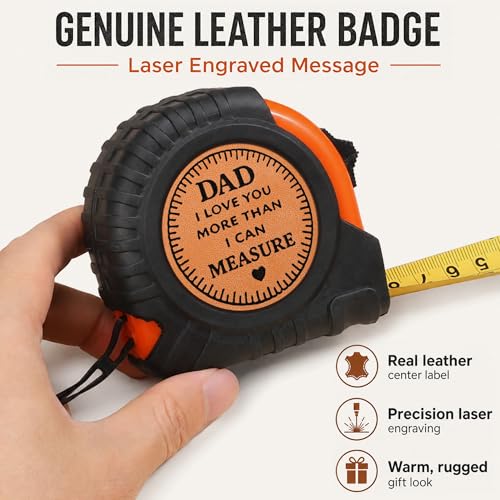 Gifts for Men Birthday Gift for Dad Papa Uncle Grandpa Anniversary Christmas Fathers Day Valentines Day Useful Gifts Genuine Leather Engraved 25 FT Tape Measure Useful Tool