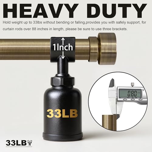 Antique Bronze Curtain Rods for Windows 66 to 120 with Adjustable Brackets Heavy Duty 1" Diameter Window Treatment Rod with Solid Metal Finials for Outdoor Bedroom Kitchen Living Room (Antique Bronze / 16"-120"|1 Pack)