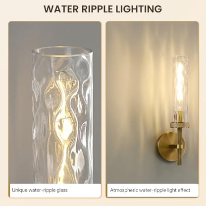 Bathroom Sconce with Water Ripples Glass Tube