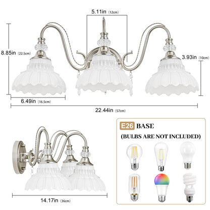 Brushed Nickel Bathroom Vanity Light (Nickel and White / 3-Light)
