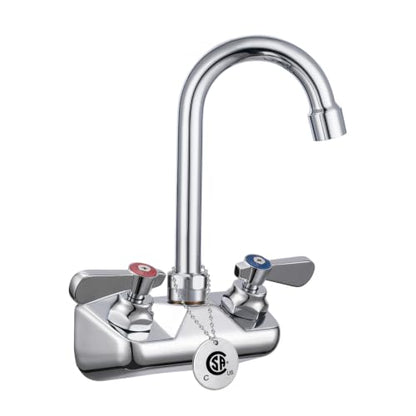 Lead Free Commercial Sink Faucet Wall Mount 4" Center Hand Sink Faucet