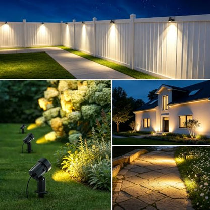 All-in-One Low Voltage Landscape Lighting Kit, Outdoor Lights with Transformer and Wire, LED Spotlight 2700K Dusk to Dawn, IP66 Waterproof Landscape Lights for Patio Garden Yard House