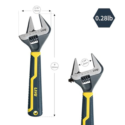 8 Inch Wide Jaw Opening Adjustable Wrench
