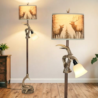 65" Vintage Deer Floor Lamp and Forest
