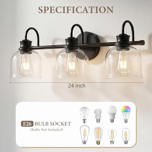 Traditional Classic Vanity Light with Clear Glass