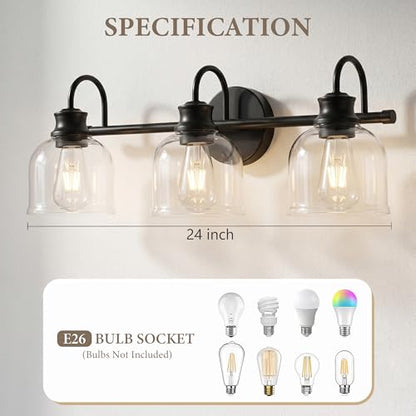 Traditional Classic Vanity Light with Clear Glass