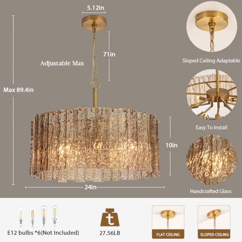 Smoked Bark Textured Glass Chandelier