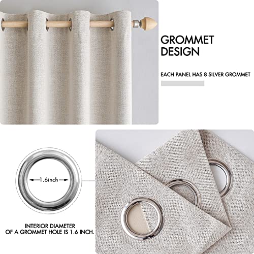 100% Blackout Linen Curtains for Bedroom 52x108 Inches Ivory (Ivory / 52"W x 108"L (Pack of 2))