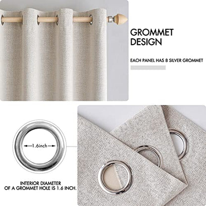 100% Blackout Linen Curtains for Bedroom 52x108 Inches Ivory (Ivory / 52"W x 108"L (Pack of 2))
