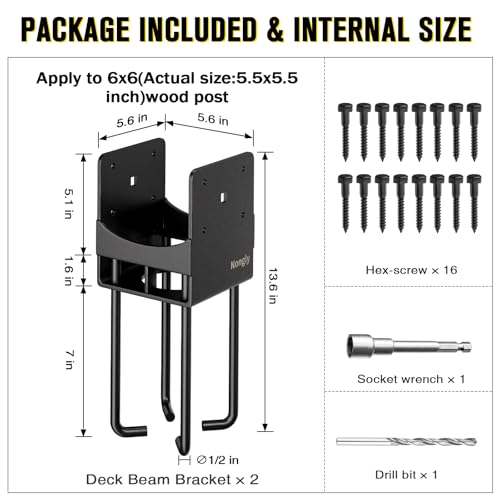U Shape Post Base with Air Flow Channel Concrete Post Anchor Heavy Duty Stainless Steels 6x6 (6x6)