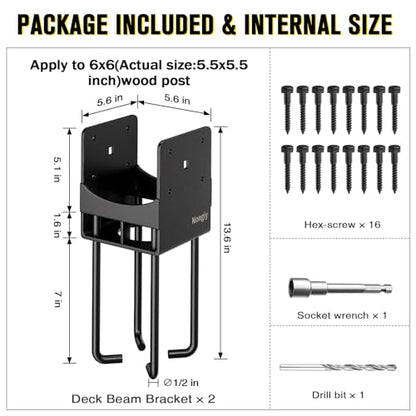 U Shape Post Base with Air Flow Channel Concrete Post Anchor Heavy Duty Stainless Steels 6x6 (6x6)