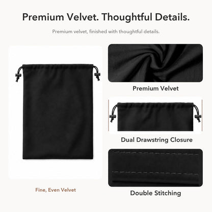 6 Pack Premium Velvet Shoe Bags for Travel & Packing in Suitcases (Black)