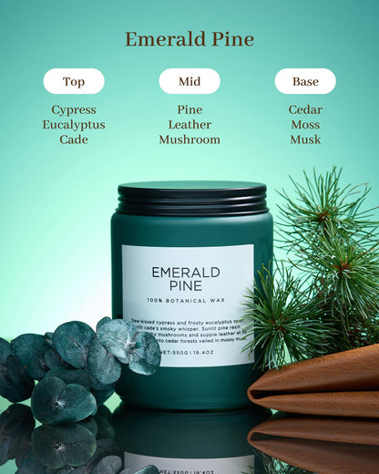 Christmas Scented Candle Emerald Pine Fresh Forest Woody Scent 110H (Large Jar / EmeraldPine)