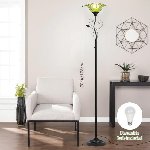 Floor Lamp for Living Room Vintage Uplighter with Rotary Dimmer Switch