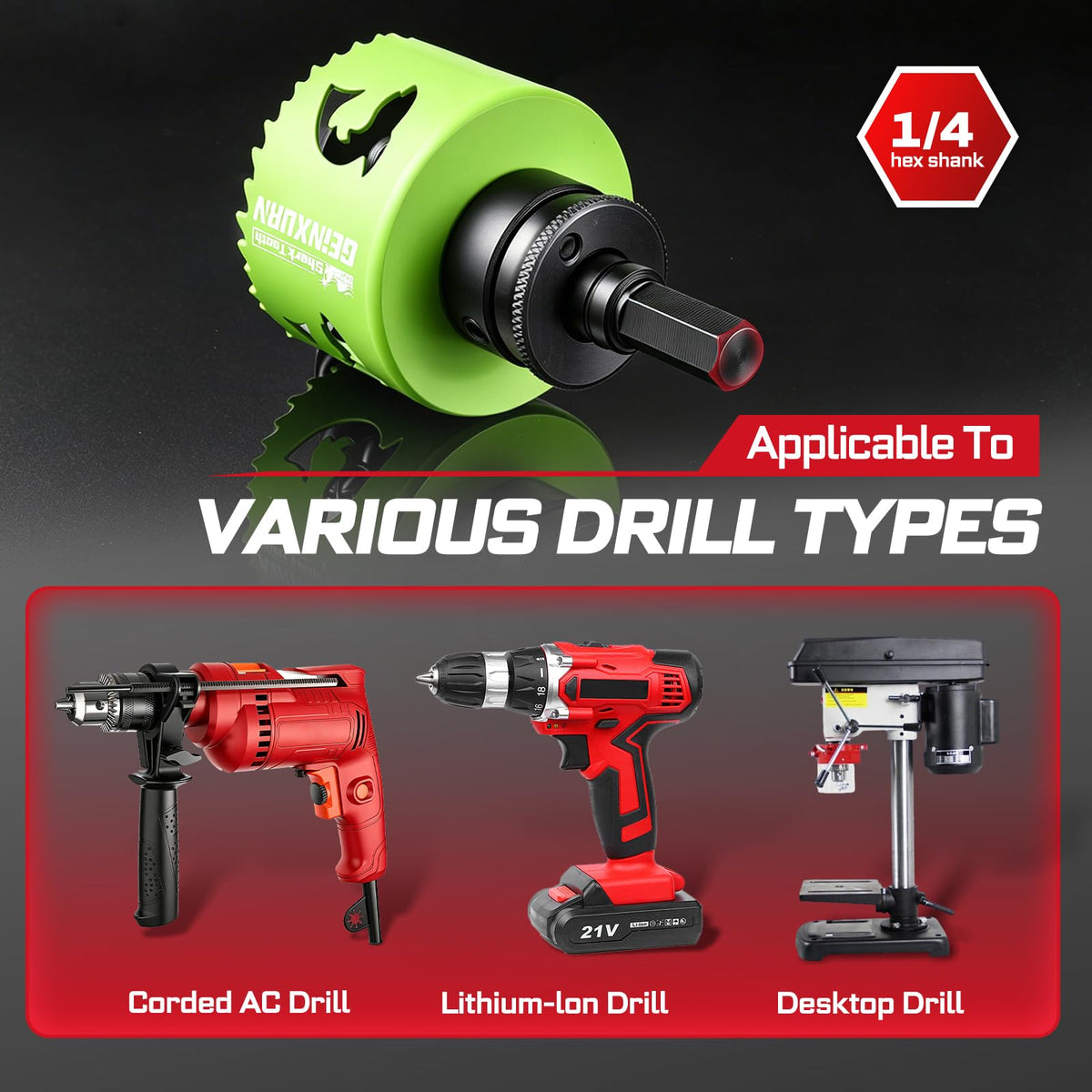 2-1/4 Inch(57mm) Hole Saw, 2PCS HSS Bi-Metal Hole Saw Kit with Shark Tooth Hole Cutter for Wood,Drywall, PVC Boards and Thin Metal (2 PCS 2-1/4")
