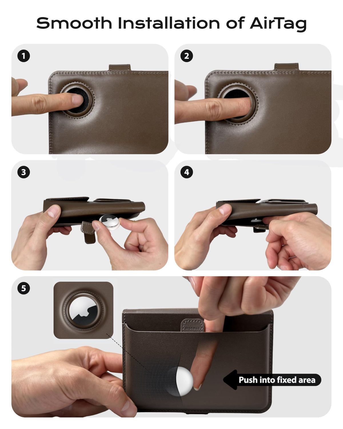 Passport Holder with AirTag (Coffee Brown)