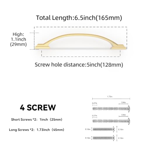 10 Pack 5 Inch (Brushed Gold / 5'' Hole Center(128mm))