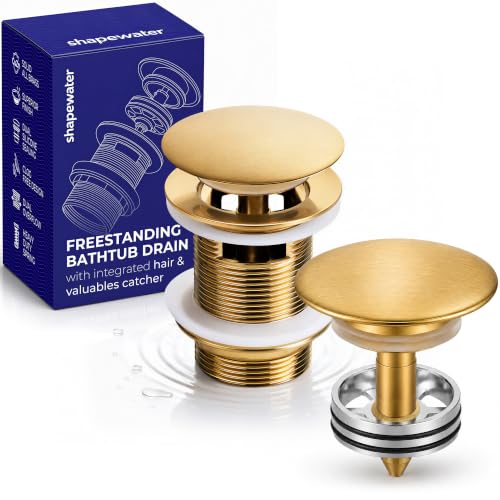 Solid Brass Freestanding Bathtub Drain with Integrated Hair & Valuables Catcher