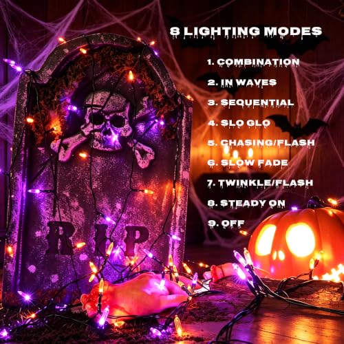 Orange Purple Halloween Lights (Orange&Purple / 2 Pack)