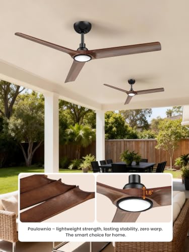 52 inch 3 Solid Wood Blades Ceiling Fan with Light