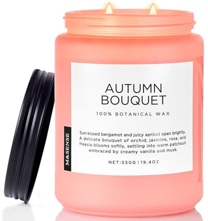Autumnbouquet Scented Candle Floral Woody Scent for Fall Home Decor (Large Jar / Autumn Bouquet)