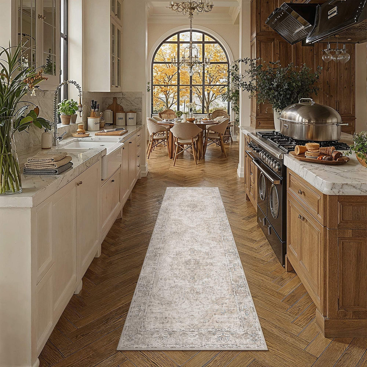 Beige Runner Rugs 2x6 Washable Rug Indoor Carpet (Multi Beige / 2' x 6' (Runner))
